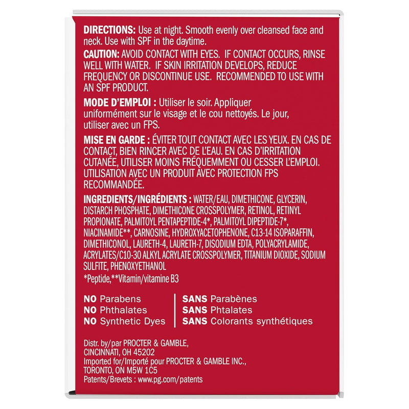 Olay Retinol Face Moisturizer, 24 MAX Anti-Aging Night Cream for Women, Fragrance-Free, Non Greasy - Anti-Wrinkle, Smooth Fine Lines, Tightening, Hydrating Skin Care - Peptides, Glycerin, 1.7 Oz Infinity Warehouse