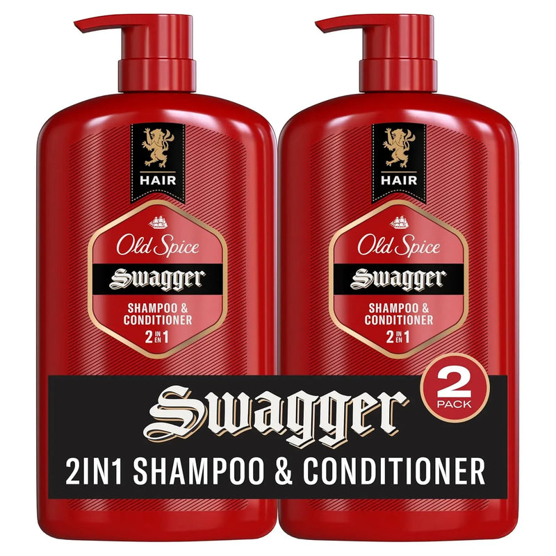 Old Spice Swagger 2-in-1 Shampoo and Conditioner Set for Men, Cedarwood Lime Scent, Get Up To 80% Fuller-Looking Hair, Barbershop Quality, 29.2 Fl Oz Each, 2 Pack Infinity Warehouse