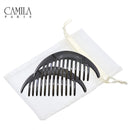 Camila Paris CP2872/2 Black Large Interlocking Combs Set of 2 French Hair Side Combs, Flexible Durable Strong Hold Hair Clips for Women, No Slip Styling Girls Hair Accessories, Made in France Camila