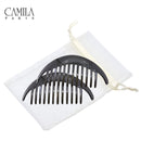 Camila Paris CP2872/2 Black Large Interlocking Combs Set of 2 French Hair Side Combs, Flexible Durable Strong Hold Hair Clips for Women, No Slip Styling Girls Hair Accessories, Made in France Camila
