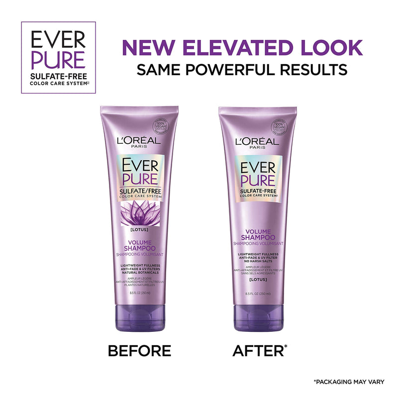 L'Oreal Paris EverPure Volume Sulfate Free Shampoo for Color-Treated Hair, Volume + Shine for Fine, Flat Hair, with Lotus Flower, 11 Fl; Oz (Packaging May Vary) L'Oreal Paris