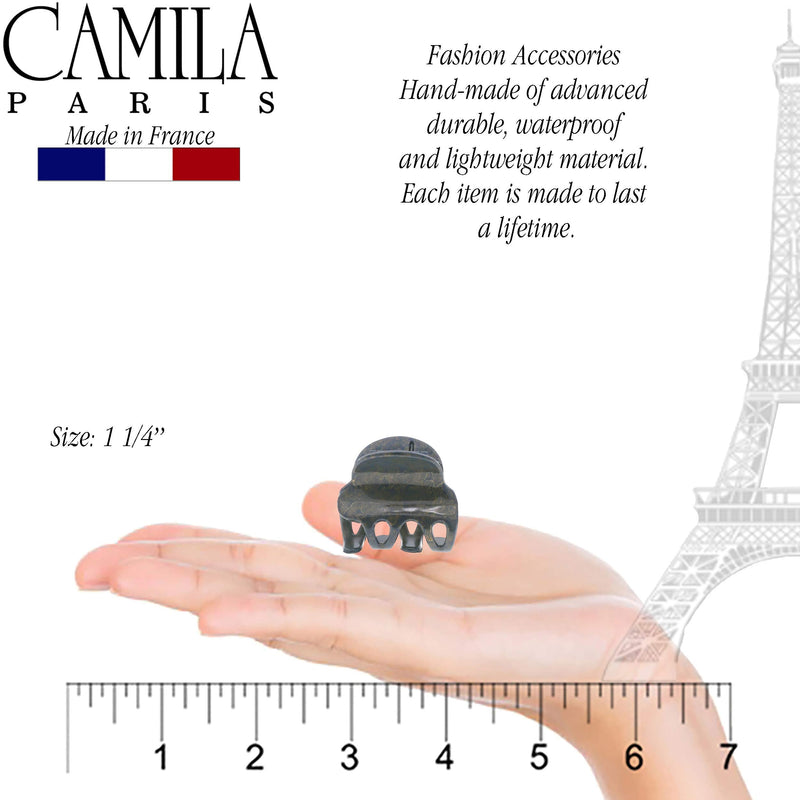 Camila Paris CP3087 French Hair Clip for Women, Set of 2 Small Gray Girls Hair Claw Clips Fashion Durable Hair Accessories for Women, Luxury Ladies Strong Hold No Slip Grip Clamp, Made in France Camila