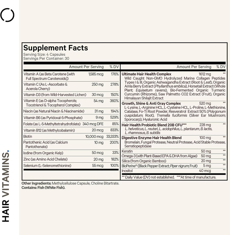 Codeage Hair Vitamins 10000 mcg Biotin, Keratin, Collagen, Vitamin A, B12, C, D3, E, Zinc, Turmeric, Probiotics, Enzymes, Inositol - Hair Care Support - Healthy Hair Supplement Pills - 2 Pack Infinity Warehouse