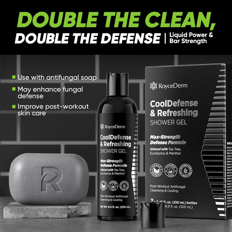 Roycederm Antifungal Body Wash for Men – Helps with Athlete’s Foot, Jock Itch & Ringworm – Cooldefense Shower Gel with Tea Tree & Menthol Post-Workout Cleanse – SLS-Free, 2 Pack Infinity Warehouse