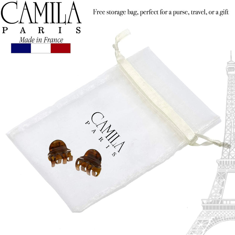 Camila Paris CP2928 French Hair Clip for Women, Set of 2 Small Brown Girls Hair Claw Clips Fashion Durable Hair Accessories for Women, Luxury Ladies Strong Hold No Slip Grip Clamp, Made in France Camila