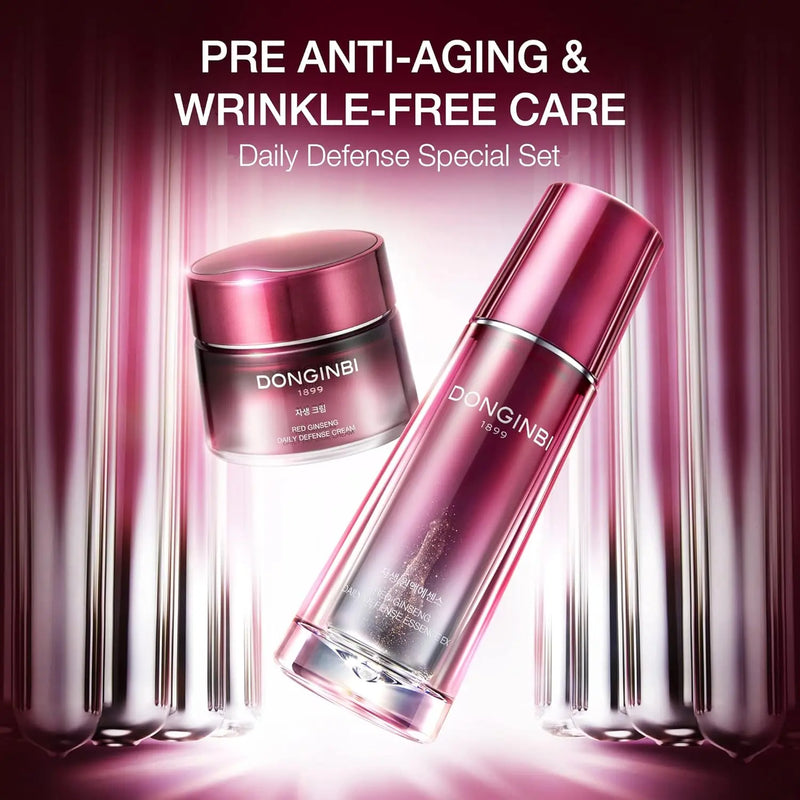 Donginbi Red Ginseng Daily Defense Special Set - Essence & Antioxidant Cream for Face, Korean Red Ginseng Skin Care Infinity Warehouse