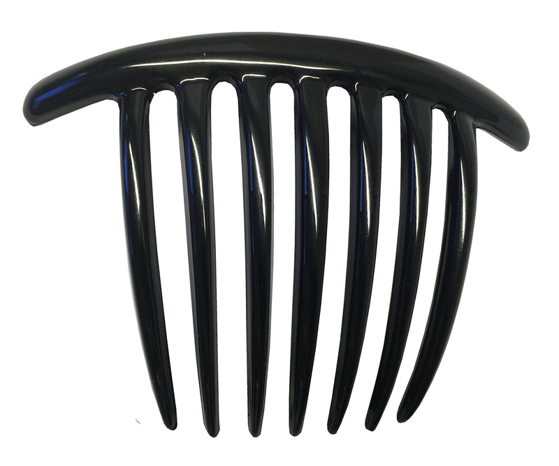 Parcelona French Twist 7 Teeth Large Black Set of 2 Celluloid Flexible Durable French Side Hair Comb Large 4'' No Slip Styling Paris Hair Accessories for Women and Girls, Made in France (Black) Parcelona