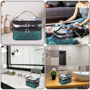 WANDF Double Layer Makeup Bag Large Cosmetic bag Clear Travel Cosmetic Case Toiletry Bag Water-resistant for Women Girl Camping College (Dark Green) WANDF Store