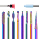 MelodySusie 10pcs Nail Drill Bits Set, 3/32 Inch Diamond Cuticle Nail Bits Kit for Nail Drill E-File, Manicure Pedicure Remover Tools for Acrylic Gel Nails, Salon Home Nail Care Supplies, Rainbow MelodySusie