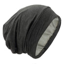 Satin Lined Hair Cover Sleep Cap - Adjustable Stay on No Fading Slouchy Skull Night Sleeping Beanie for Frizzy Natural Curly Hair Protection - Solid Dark Grey GB Selected