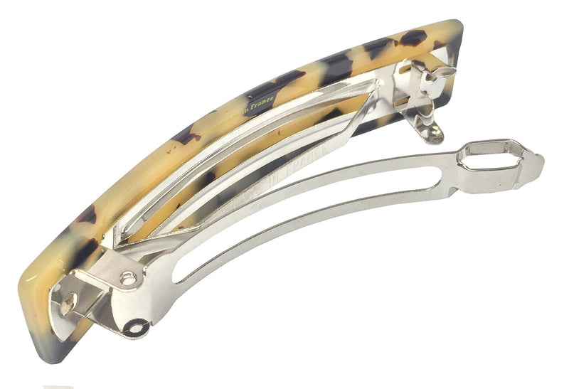French Amie Oblong Handmade 3.5" Celluloid Automatic Hair Clip Barrette French Hair Clip for Girls Strong Hold Hair Clips for Women No Slip Durable Paris Hair Accessories, Made in France (White Tokyo) French Amie