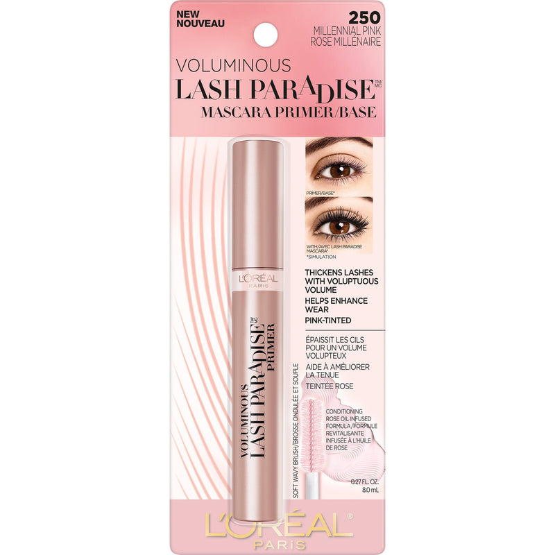L'Oreal Paris Cosmetics Voluminous Lash Paradise Mascara Primer Base, Millennial Pink, 0.27 Fluid Ounce L'Oreal Paris