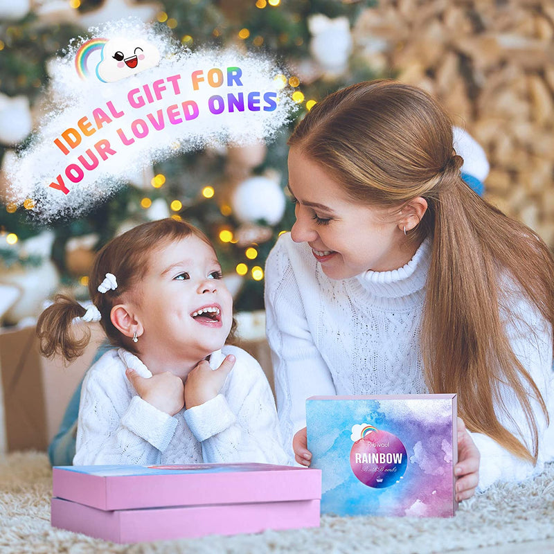 Bath Bombs 2Pcs Gift Set, Ribivaul Handmade Rainbow Bath Bombs with Natural Ingredients and Dreamy Rainbow,Bath Bomb with Rich Bubble, Great Gift for Birthday, Mother's Day, Christmas Ribivaul