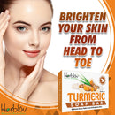 Herblov Turmeric Soap Bar for Face & Body – Natural Turmeric Skin Soap Wash for Dark Spots, Intimate Areas, Underarms – Turmeric Face Soap Reduces Acne, Fades Scars & Cleanses Skin – 4oz Turmeric Bar Soap for All Skin Types Made in USA Herblov