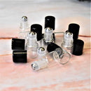 Holistic Oils Essential Oil Mini Perfume Roll On Bottles, 2ml Clear Oil Roller Bottles for Essential Oils (12 Pack), Mini Glass Empty Roll On Bottles with Black Lids and Stainless Steel Ball Insert Holistic Oils