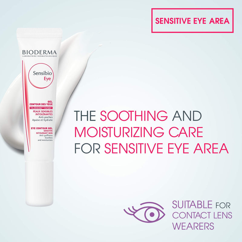 Bioderma - Eye Gel - Sensibio - Moisturizing and Visibly Reduces Fine Lines - Skin Soothing - Eye Gel for Sensitive Skin Bioderma