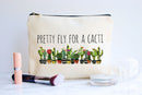Pretty Fly For A Cacti Makeup Bag, Cactus Gift For Women, Cactus Gift, Succulent Plant Gift, Canvas Bag Moonwake Designs