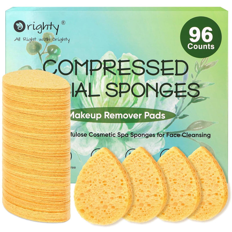 ORIGHTY 96 Count Facial Sponges for Cleansing, 100% Natural Cellulose Facial Sponges for Washing face, Compressed Cosmetic Spa Face Sponge for Exfoliating Mask, Makeup Removal Infinity Warehouse
