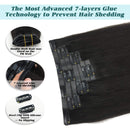 GOO GOO PU Clip in Hair Extensions Human Hair 20 Inch Natural Black 150g 7pcs Thick Real Hair Extensions with PU Clips Seamless Hair Extensions Clip in Human Hair Remy Human Hair Extensions GOO GOO