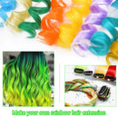 MEckily 12 Pcs Colored Hair Extensions Party Highlights, Curly Wavy Hairpiece Clip in Synthetic Streak for Kids Girls Women 17 inch(Green) MEckily