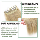 S-noilite Clip in Hairpieces One Piece 2 Clips Natural Blonde Thick Clip in Hair Extensions 8Inch 12g Short Remy Hair For Women with Thinning Hair Add Hair Volume S-noilite