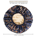 LAYKAY Silky Satin Bonnet - Adjustable Head Size Sleep Silk Bonnet - Double Layer Satin Lined Sleeping Cap - Reversible Hair Bonnet Navy Chains, One Size LAYKAY