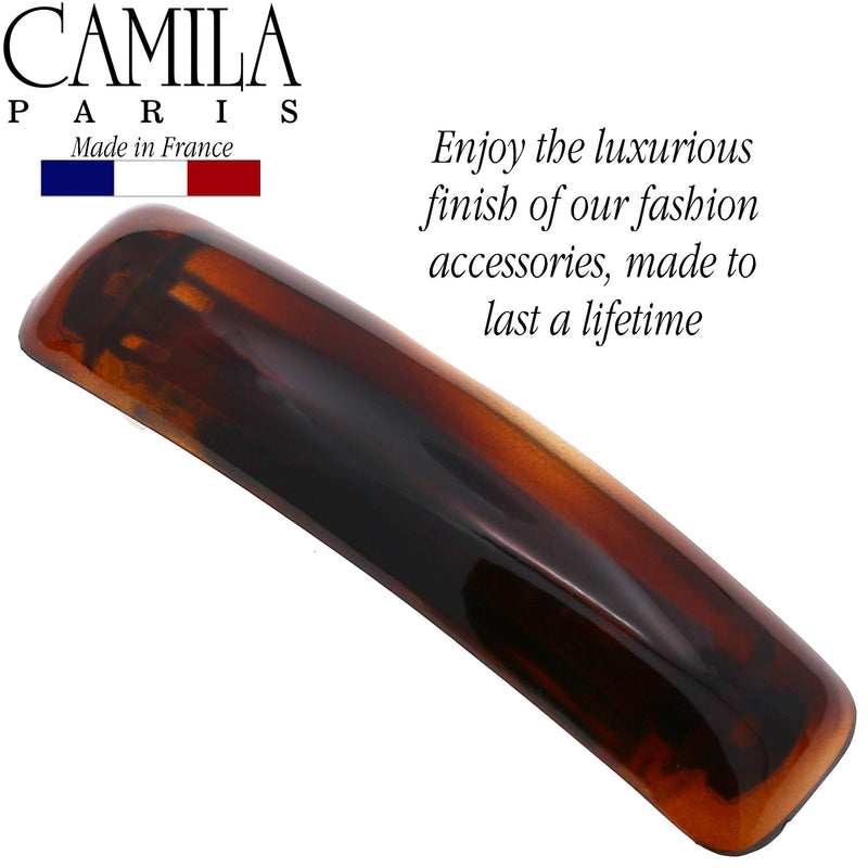 Camila Paris CP3018 French Hair Barrette Clip for Girls, Tortoise Shell, Rubberized Metal Clasp Strong Hold Grip Hair Clips for Women, No Slip Durable Styling Girls Hair Accessories, Made in France Camila