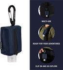 Travel Size Bottle Case and Carabiner Holder Carrier Bag - Portable Mini Waist Bag for Liquid Storage - Clip On Belt Loop, Backpack and Purse - Includes Empty Flip Cap 2 oz. Reusable Bottle (Blue) 2nd Childhood Store