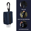 Travel Size Bottle Case, Hand Sanitizer Holder Carrier Bag - Portable Mini Waist Bag for Liquid Storage - Clip On Belt Loop, Backpack and Purse - Includes Empty Flip Cap 2 oz. Reusable Bottle (Blue) 2nd Childhood