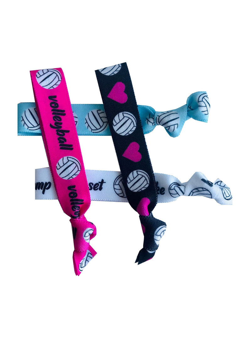 8 Piece Volleyball Hair Elastic Set - Accessories for Players, Women, Girls, Coaches, High School Teams, Club Teams and Leagues - MADE in the USA Sportigift
