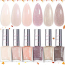 Beetles Jelly Nail Polish Set,6 Colors Pink Nude Jelly Quick Dry Nail Polish Fingernail Fast Drying & Long Lasting Nail Strengthener Polish Gifts for Women Infinity Warehouse