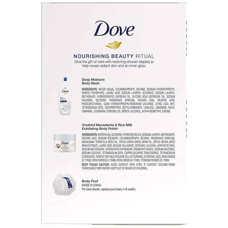 Dove Gift Set Deep Moisture Body Wash 12oz and Crushed Macadamia and Rice Milk Scrub 10.5oz Dove Store