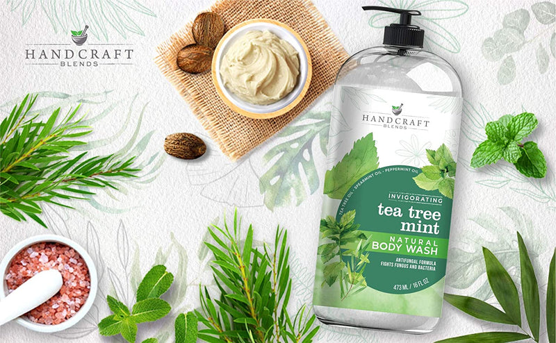 Handcraft Tea Tree Mint Body Wash 16 oz - Extra Strength Body Wash For Athletes Foot, Nail Fungus, Itchy Skin, Jock Itch, Acne and Eczema - Tea Tree Mint Body Wash For Men & Women Handcraft Blends Store