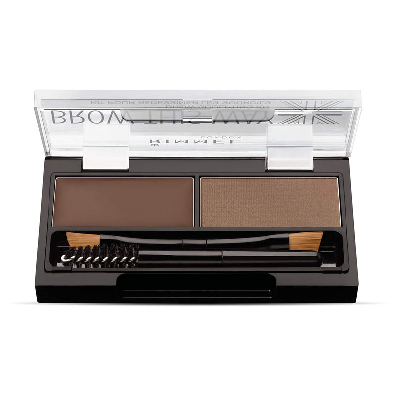 Rimmel Brow This Way Sculpting Kit, Medium Brown, Powder 0.04 Ounce, Wax 0.03 Ounce Rimmel
