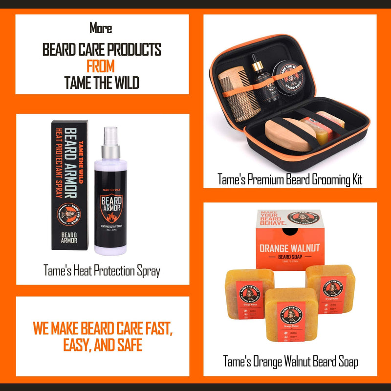 Tame the Wild Premium Beard Straightener - Ionic Anti-Scald Technology - Heated Beard Brush - 3 Temp Settings - Wooden Comb Included - Gift Set TAME THE WILD MAKE YOUR BEARD BEHAVE