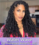 6 Packs Passion Twists Hair 18inch Ombre Blue Water Wave Crochet Hair for Butterfly Soft Locs Synthetic Crochet Hair Passion Twist Long Bohemian Locs Braiding Hair Extensions (18" 6packs Tblue
