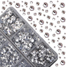 4000pcs Mixed Size Hot Fix Round Crystals Gems Glass Stones Hotfix Flat Back Rhinestones (Clear Crystal) Massive Beads