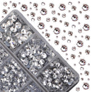 4000pcs Mixed Size Hot Fix Round Crystals Gems Glass Stones Hotfix Flat Back Rhinestones (Clear Crystal) MASSIVE BEADS