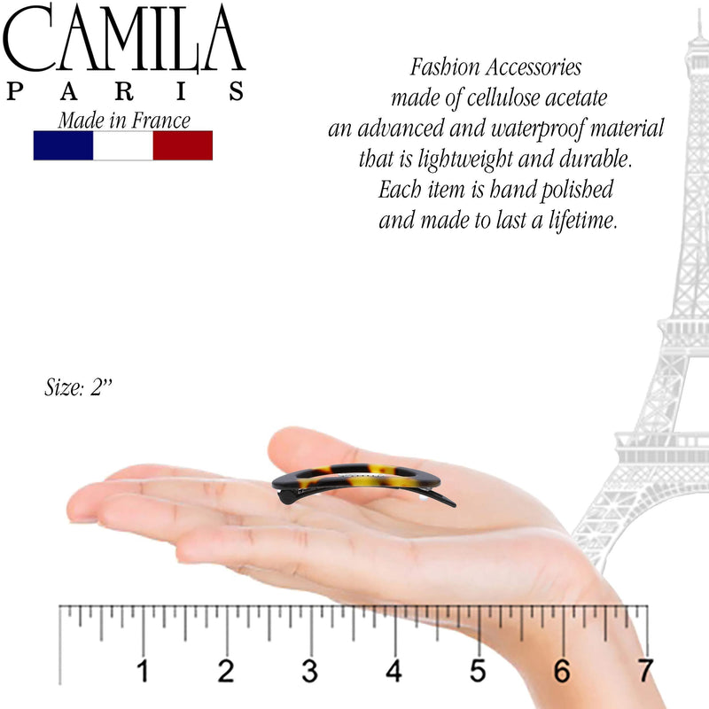 Camila Paris CP1993/2 French Hair Barrette Clip for Women, Handmade, Side Slide-in Metal-Free Closure Strong Hold Grip Hair Clips for Girls, No Slip Durable Styling Hair Accessories, Made in France Camila