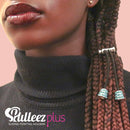 Pulleez Plus Sliding Ponytail Holder, 13" - Gold Knot Metal Charms - Navy Elastic Hair Tie Bracelet Pulleez