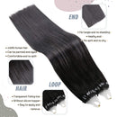 Ugeat 20 Inch Remy Micro Loop Ring Hair Extensions Invisible Micro Bead Human Hair Balayage Ombre Off Black