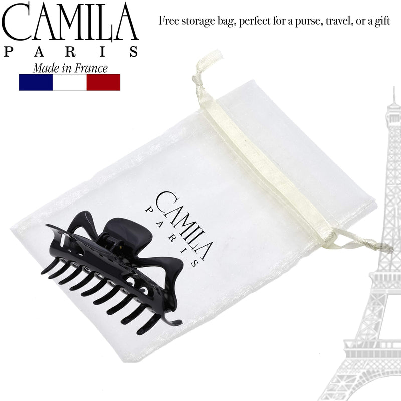 Camila Paris CP3028 French Hair Clip for Women, 4.5 inch Black for Thick Volume Hair, Girls Hair Claw Clips Jaw, Durable Styling Hair Accessories for Women, Strong Hold No Slip Grip, Made in France Camila