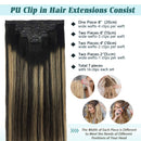 GOO GOO PU Clip in Hair Extensions Human Hair 14 Inch Balayage Natural Black to Light Blonde 130g 7pcs Seamless Hair Extensions Clip in Thick Remy Hair Extensions for Women GOO GOO