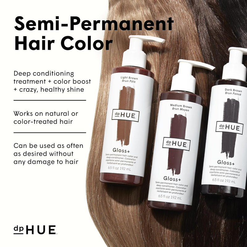 dpHUE Gloss+, Cool Medium Brown - 6.5 oz (8-12 Applications) - Semi-Permanent Hair Color & Conditioner - Lasts Up to Eight Washes - Paraben, SLS & SLES Sulfate Free - Vegan, Leaping Bunny Certified Infinity Warehouse