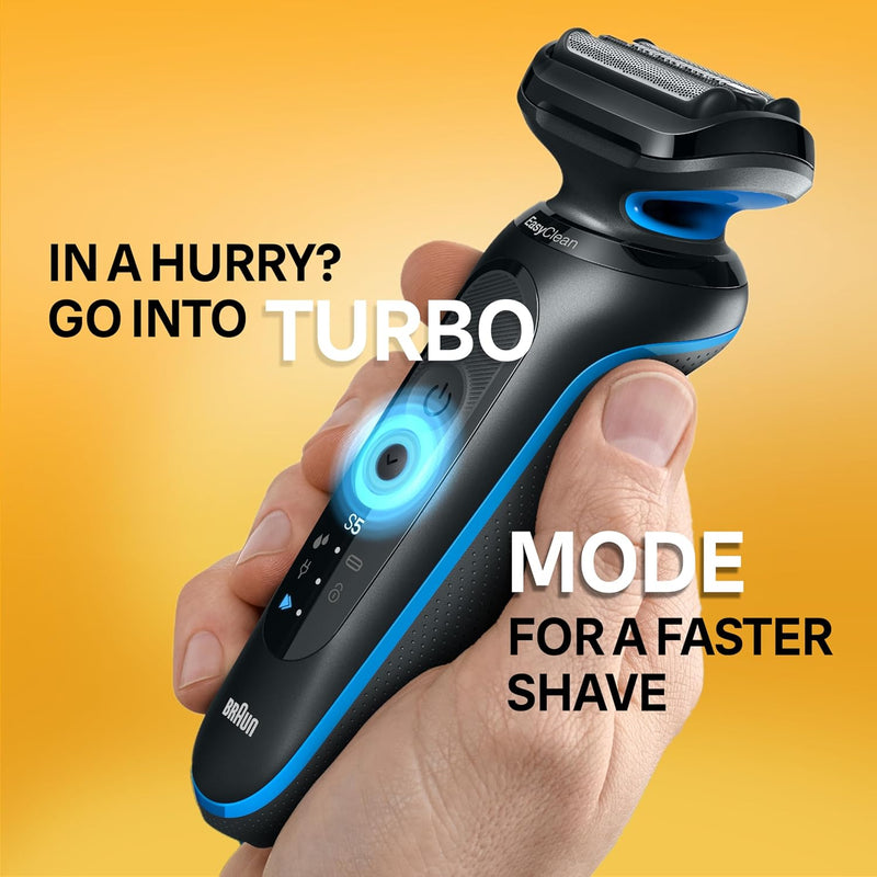 Braun Electric Shaver for Men, Series 5 5120s, Wet & Dry Shave, Turbo Shaving Mode, Foil Shaver, Engineered in Germany, with Beard Trimmer & Attachments, Blue Infinity Warehouse