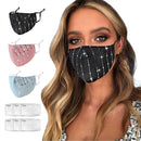 Sparkly Mesh Face Mask Reusable Face Bandanas Decorative Halloween Nightclub Costume Party Masks for Women (#Black + #Dark Pink + #Blue)