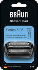 Braun Series 5 Electric Shaver Replacement Head, Easily Attach Your New Shaver Head, Compatible with All New Generation Series 5/6 Electric Shavers, 53B, Black Braun
