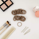 Heliums Small Light Brown Hair Elastics, 2mm Thin Mini 1 Inch Sized Hair Ties for Kids, Braids and Fine Hair - 48 Count (Light Ash Brown) Heliums