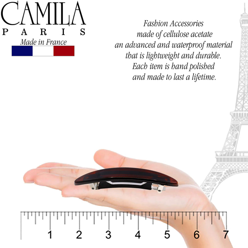 Camila Paris CP2624 French Hair Barrette Clip for Girls, Tortoise Shell, Rubberized Automatic Clasp Strong Hold Grip Hair Clips for Women, No Slip Styling Girls Hair Accessories, Made in France Camila