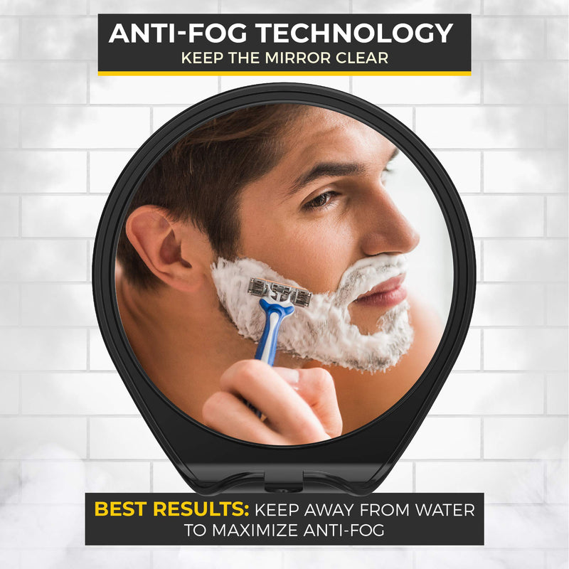 HoneyBull Shower Mirror Fogless for Shaving - with Suction, Razor Holder for Shower & Swivel, Mirrors, Shower Accessories, Bathroom Mirror, Bathroom Accessories, Holds Razors for Men (Black) HONEYBULL